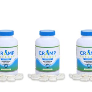 Cramp-Defense Magnesium for Leg Cramps, Muscle Cramps & Muscle Spasms 180 Capsule Bottle OF 3